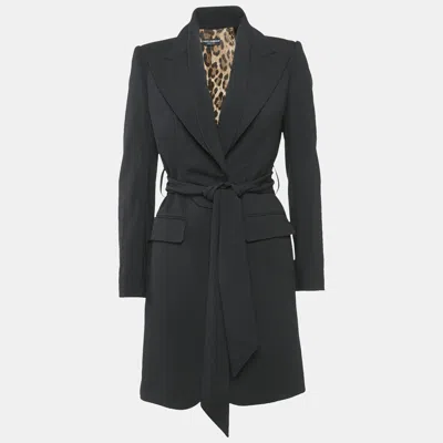 Pre-owned Dolce & Gabbana Black Wool Single Breasted Trench Coat Xs