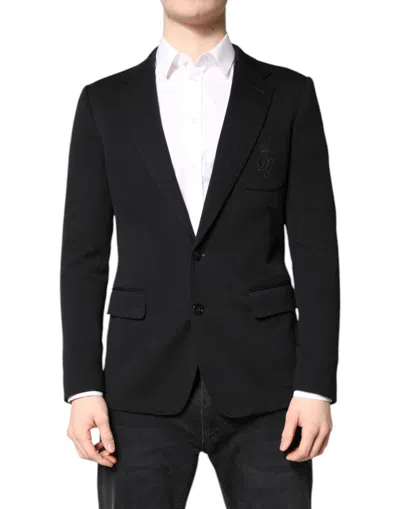 Pre-owned Dolce & Gabbana Black Wool Slim Fit Coat Blazer Jacket Men's Suit ()