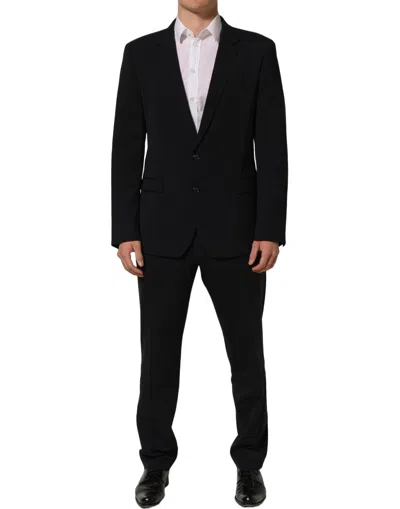 Dolce & Gabbana Black Wool Slim Fit Formal Men 2 Piece Men's Suit