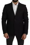 Dolce & Gabbana Black Wool Slim Fit Notch Jacket Men's Blazer In Black