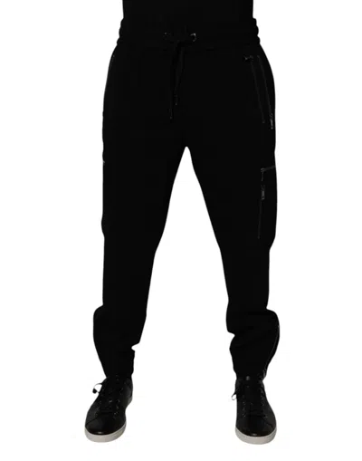 Dolce & Gabbana Black Wool Stretch Jogger Men's Pants