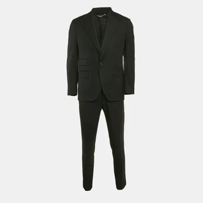 Pre-owned Dolce & Gabbana Black Wool Single Breasted Pants Suit M