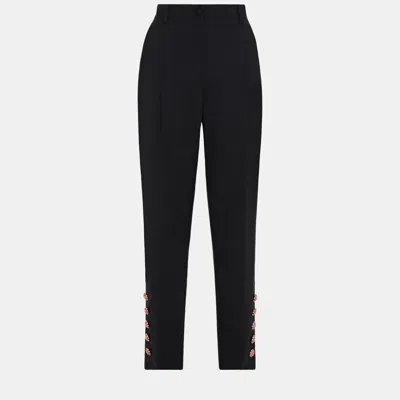 Pre-owned Dolce & Gabbana Black Wool Tapered Pants L (it 44)