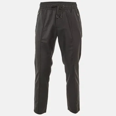Pre-owned Dolce & Gabbana Black Wool Tapered Trousers M