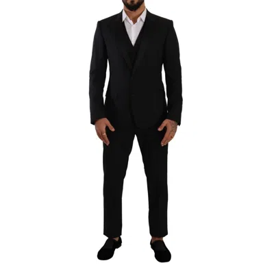Dolce & Gabbana Black Wool Three-piece Men's Suit
