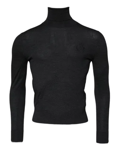 Pre-owned Dolce & Gabbana Black Wool Turtleneck Pullover Men's Sweater ()