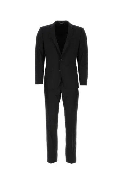 Dolce & Gabbana Black Wool Two Pieces Suit In Multicolor