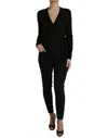 DOLCE & GABBANA BLACK WOOL V-NECK CROSSED CARDIGAN SWEATER