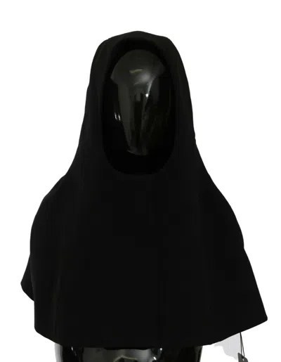 Dolce & Gabbana Black Wool Whole Head Hooded Scarf Women's Hat