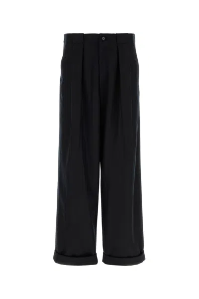 Dolce & Gabbana Black Wool Wide-leg Pant In Blue