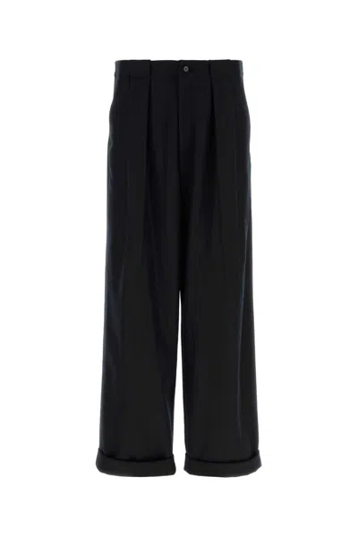 DOLCE & GABBANA DOLCE & GABBANA BLACK WOOL WIDE-LEG PANT