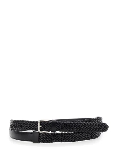 DOLCE & GABBANA BLACK WOVEN BUCKLE BELT