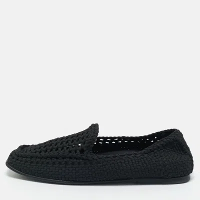 Pre-owned Dolce & Gabbana Black Woven Fabric Crochet Loafers Size 42.5