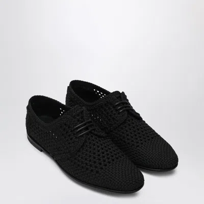 DOLCE & GABBANA BLACK WOVEN FABRIC DERBY