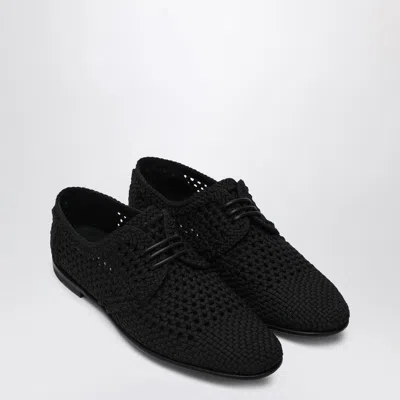 Dolce & Gabbana Woven Fabric Derby Dress Shoes For Men In Black