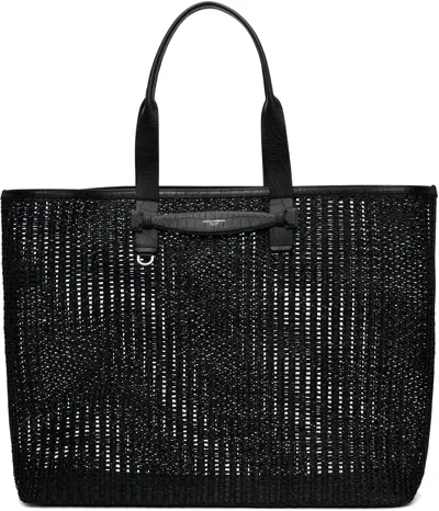 Dolce & Gabbana Black Woven Mesh & Calfskin Shopper Tote