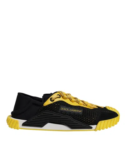 Dolce & Gabbana Black Yellow Low Top Ns1 Sneakers Men's Shoes