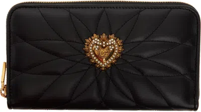 Dolce & Gabbana Black Zip-around Devotion Wallet In 80999 Black