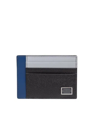 DOLCE & GABBANA DOLCE & GABBANA BLACK/BLUE DAUPHINE CARD HOLDER