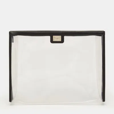Pre-owned Dolce & Gabbana Black/clear Pvc And Leather Travel Pouch
