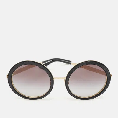 Pre-owned Dolce & Gabbana Black/gold Gradient Dg2179 Frame Round Sunglasses