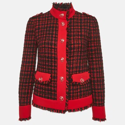 Pre-owned Dolce & Gabbana Black/red Checks Tweed Jacket S