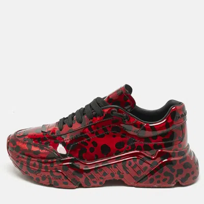 Pre-owned Dolce & Gabbana Black/red Leather Daymaster Sneakers Size 43 In White