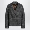 Dolce & Gabbana Houndstooth Double-breasted Long Sleeve Jacket In Gray