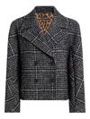 Dolce & Gabbana Houndstooth Double-breasted Long Sleeve Jacket In Gray