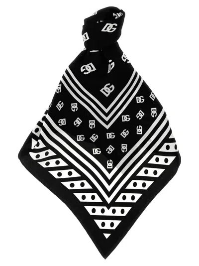 DOLCE & GABBANA BLACKWHITE LOGO SCARF