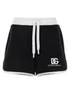 Dolce & Gabbana Shorts In Jersey Di Cotone Con Ricamo Logo Dg In Black