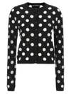Dolce & Gabbana Polka Dot-pattern Button-up Cardigan In Blackwhite