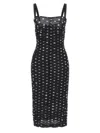Dolce & Gabbana Polka Dot Print Draped Tulle Midi Dress In Blackwhite