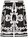 Dolce & Gabbana Dolce&gabbana Silk Bermuda With Navy Print In Blackwhite