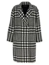 Dolce & Gabbana Black And White Coat With All-over Check Motiv In Wool Blend Woman In Blackwhite