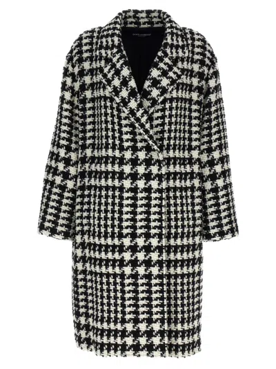 DOLCE & GABBANA BLACKWHITE PIED DE POULE COAT