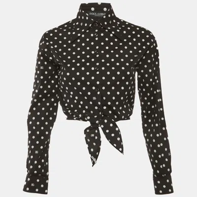 Pre-owned Dolce & Gabbana Black/white Polka Dot Cotton Button-up Shirt M