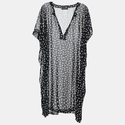 Pre-owned Dolce & Gabbana Black/white Polka Dot Print Georgette Oversized Top M