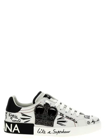 DOLCE & GABBANA MEN BLACKWHITE PORTOFINO SNEAKERS, 6/7 LUXURY SNEAKERS FOR MEN DARVEYS