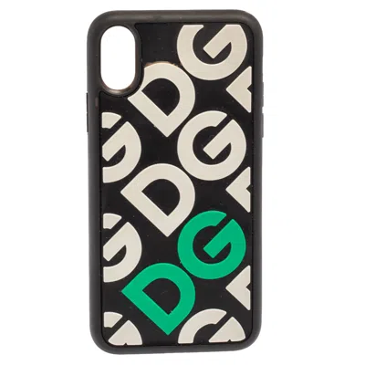 Pre-owned Dolce & Gabbana Black/white Rubber Dg Logo Iphone X Case