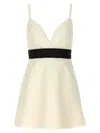 Dolce & Gabbana Woolen Dress With Satin Belt And Straps In Neutral