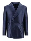 Dolce & Gabbana Satin Blazer With Peak Lapel In Blue