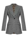 Dolce & Gabbana Tweed Jacket With Flap Pockets And Peak Lapels In Gray