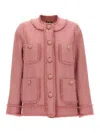 Dolce & Gabbana Pink Wool Blazer With Front Pockets In Pink