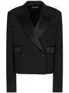 Dolce & Gabbana Double-breasted Gabardine Blazer - Women's - Silk/virgin Wool/polyester In Black