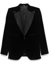 Dolce & Gabbana Black Velvet Single Breasted One Button Blazer In Black