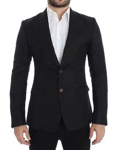 Pre-owned Dolce & Gabbana Blazer Black Silk Linen Slim Fit Jacket S. It48 / Us38 Rrp $3200