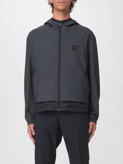 Dolce & Gabbana Tech Hooded Wool-blend Jacket In Black