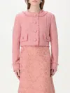 Dolce & Gabbana Pink Crop Jacket With Logoed Buttons In Pink