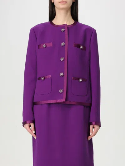 Dolce & Gabbana Wool Crepe Jacket In Purple